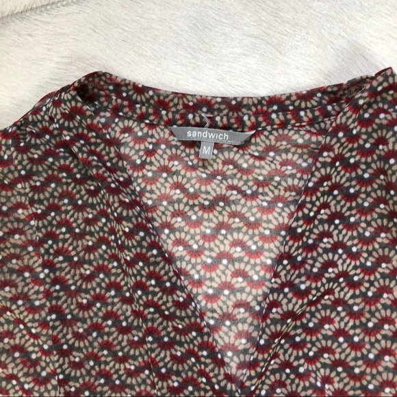 Sandwich V-Neck Pullover XS - Multi-Color Faux Wrap - Picture 4 of 8